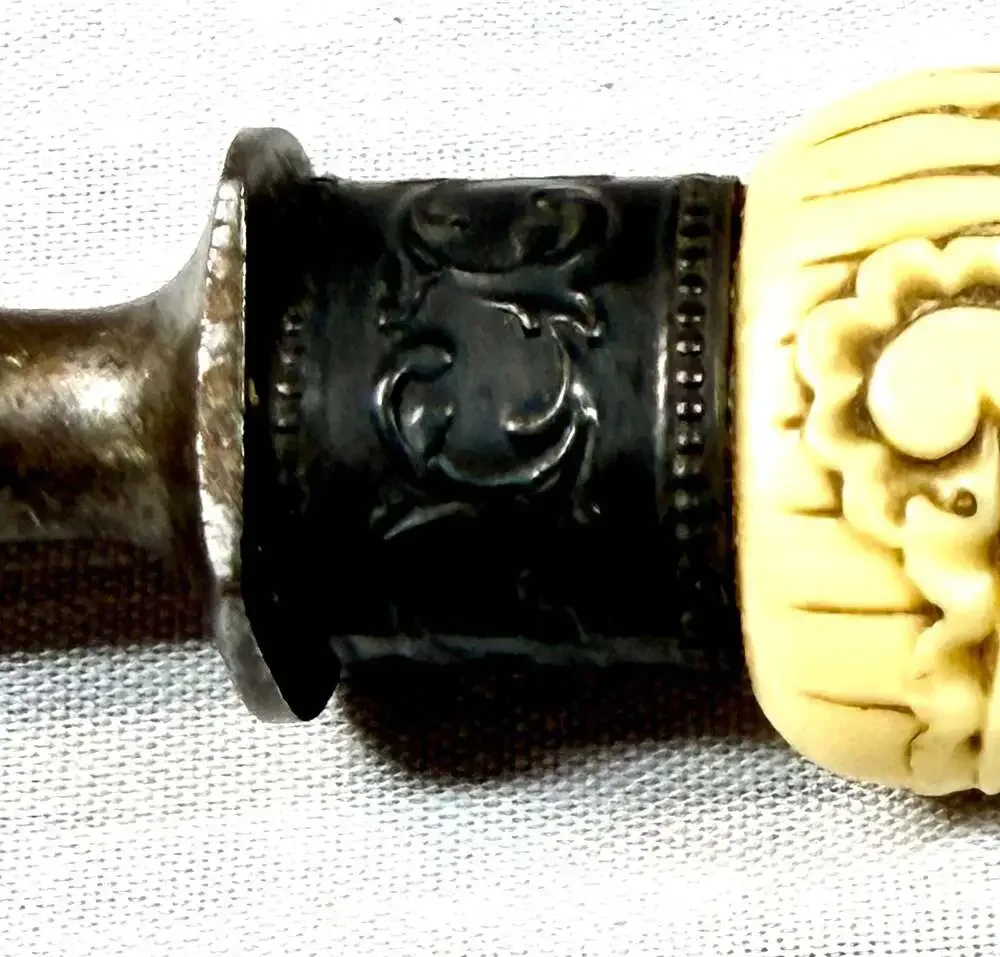 Antique Lee's Knife Sharpening Steel with Ornate Celluloid Handle and Metal Ferr